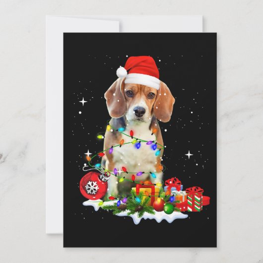 イヌおもしろいパパ犬母用のクリスマスビーグル犬 案内状 (正面)