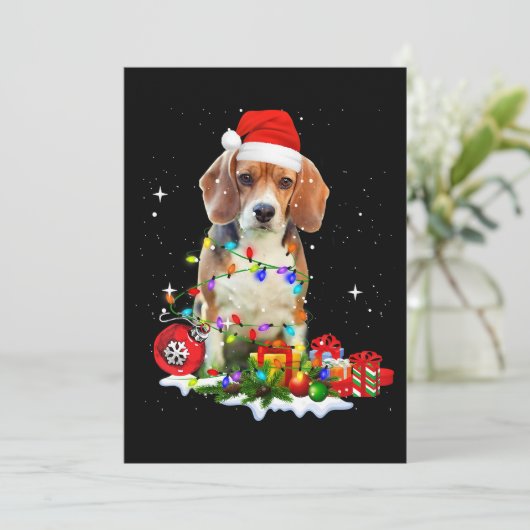 イヌおもしろいパパ犬母用のクリスマスビーグル犬 案内状 (スタンド正面)