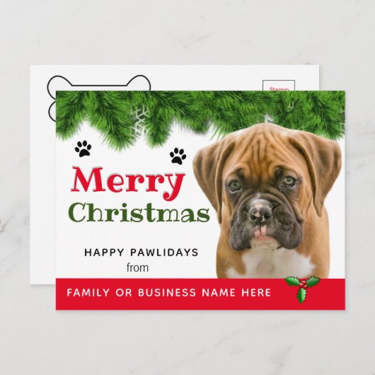 イヌのクリスマス - イヌのホリデー ポストカード (正面/裏面)