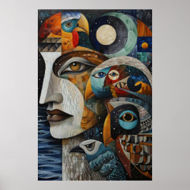 イヌイットインスパイアアート:北極生物と動物 ポスター