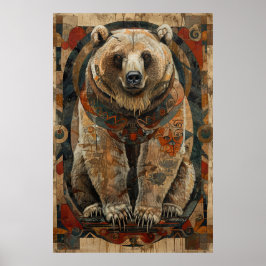 イヌイットインスパイアアート:北極生物と動物 ポスター