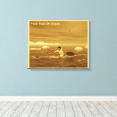 イヌイットカヤック – セピア キャンバスプリント (インサイチュ (ウッドフロア))