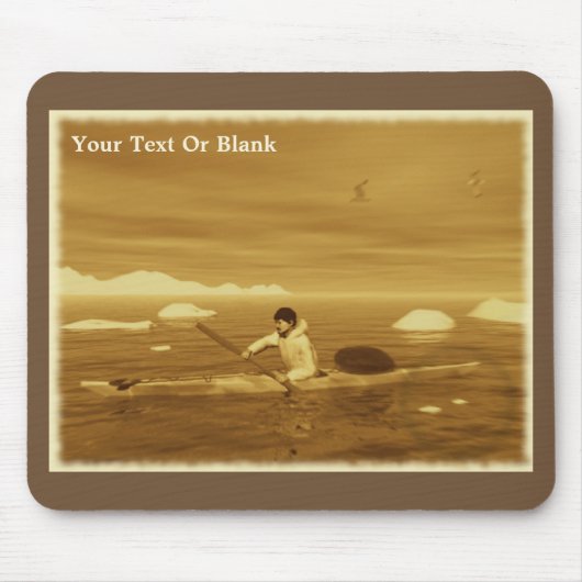 イヌイットカヤック – セピア マウスパッド (正面)