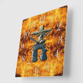 イヌクシュク&ファイア先住民アメリカン・スピリット・ストーンズ スクエア壁時計 (傾斜)