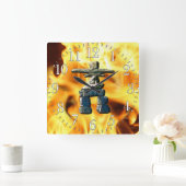 イヌクシュク&ファイア先住民アメリカン・スピリット・ストーンズ スクエア壁時計 (ホーム)