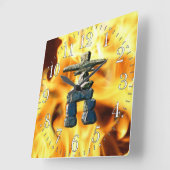 イヌクシュク&ファイア先住民アメリカン・スピリット・ストーンズ スクエア壁時計 (傾斜)