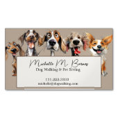 イヌパピードッグウォーカーシッター動物 マグネット名刺 (正面)