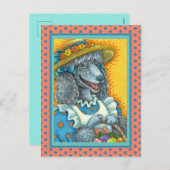 イヌビスケット及びイースター卵籠、可愛いプードル シーズンポストカード (正面/裏面)