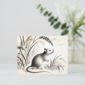 イネの下の狡猾なネズミ。インク〔占星術の〕十二宮図 シーズンポストカード (スタンド正面)