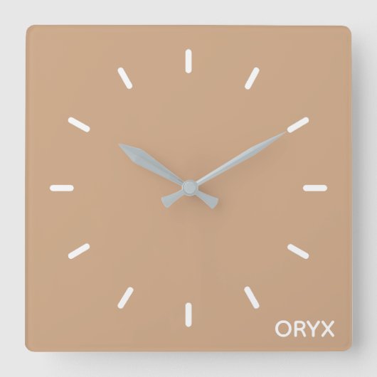 イネ茶ベージュ色名 スクエア壁時計 (正面)