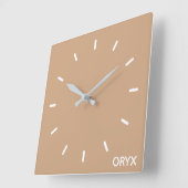 イネ茶ベージュ色名 スクエア壁時計 (傾斜)