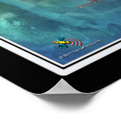 イノウイェインターナショナルエアポートホノルルハワイ衛星地図 ポスター (角)