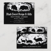 イノシシおよびシカ: ドイツのシルエット/紙の切口 名刺 (正面/裏面)