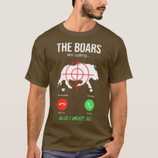 イノシシがイノシシ狩りホッグハンターを Tシャツ