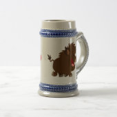 イノシシのステインのマグを発するかわいい漫画 ビールジョッキ (正面右)