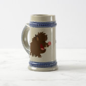 イノシシのステインのマグを発するかわいい漫画 ビールジョッキ (正面左)