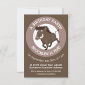 イノシシのパーソナライズされた誕生日 招待状 (正面)