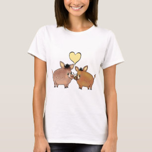 イノシシのブタはハート動物愛好家芸術 Tシャツ