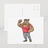 イノシシのボディビルダー 筋肉増強 ポストカード (正面/裏面)