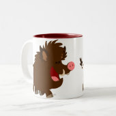 イノシシのマグを発するかわいい漫画 ツートーンマグカップ (正面左)