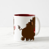 イノシシのマグを発するかわいい漫画 ツートーンマグカップ (正面右)