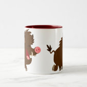 イノシシのマグを発するかわいい漫画 ツートーンマグカップ (中央)