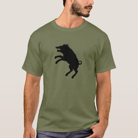 イノシシの白黒シルエット Tシャツ (正面)