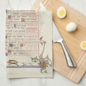 イノシシの頭クリスマスカロル中世 キッチンタオル (四つ折り)