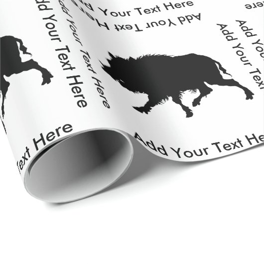 イノシシの黒のシルエットのカスタムの文字 ラッピングペーパー (ロールコーナー)