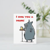 イノシシはバーにビールを持つ ポストカード (スタンド正面)