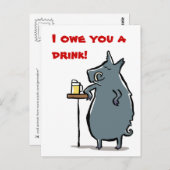 イノシシはバーにビールを持つ ポストカード (正面/裏面)