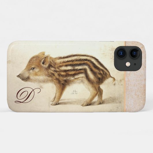 イノシシ子豚の動物スケッチモノグラム Case-Mate iPhoneケース (裏面(横))