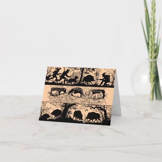 イノシシ狩り - ドイツの黒森またはババリア サンキューカード (正面)