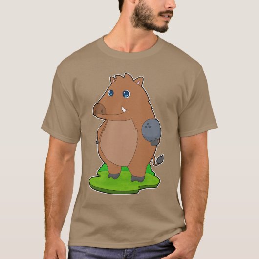 イノシシ ボウリング ボウリングボール Tシャツ (正面)