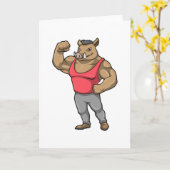 イノシシ ボディービルダー 筋肉増強 カード (黄色い花)