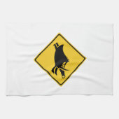 イノシシ、交通標識、日本の用心して下さい キッチンタオル (横)