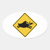 イノシシ、交通標識、日本の用心して下さい 楕円形シール (正面)