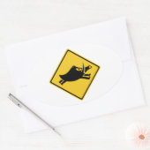 イノシシ、交通標識、日本の用心して下さい 楕円形シール (封筒)