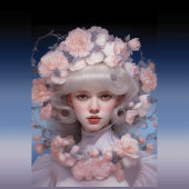 イノセント美しい – 女性のポートレートと花 ラッピングペーパーシート