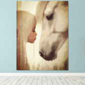 イノセント・ボンド - 子供と馬のアート キャンバスプリント (インサイチュ (ウッドフロア))