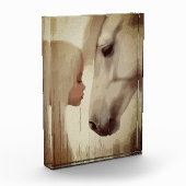 イノセント・ボンド - 子供と馬のアート フォトブロック (左)