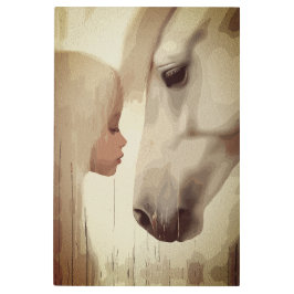 イノセント・ボンド - 子供と馬のアート メタルプリント