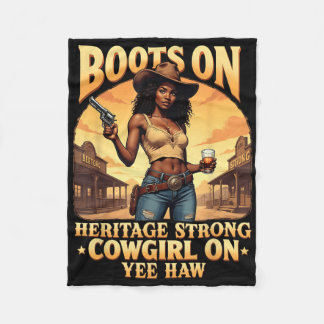 イハウ女性のカーボーイオンウエスタンロデオアフリカンアメリカンCo フリースブランケット