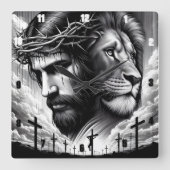 イバラの冠をかぶったイエス スクエア壁時計 (正面)