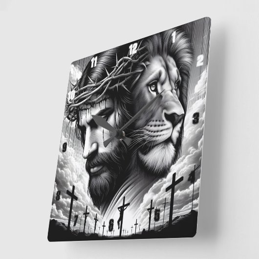 イバラの冠をかぶったイエス スクエア壁時計 (傾斜)