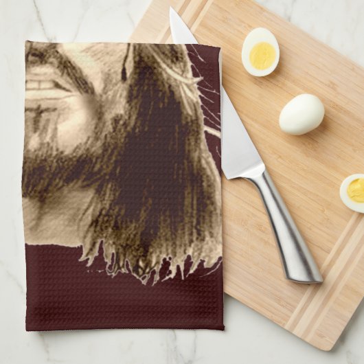 イバラの冠を持つイエス・キリスト キッチンタオル (四つ折り)