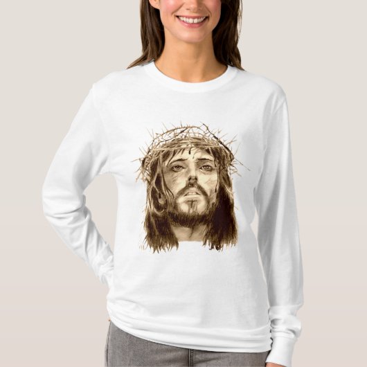 イバラの冠を持つイエス・キリスト Tシャツ (正面)