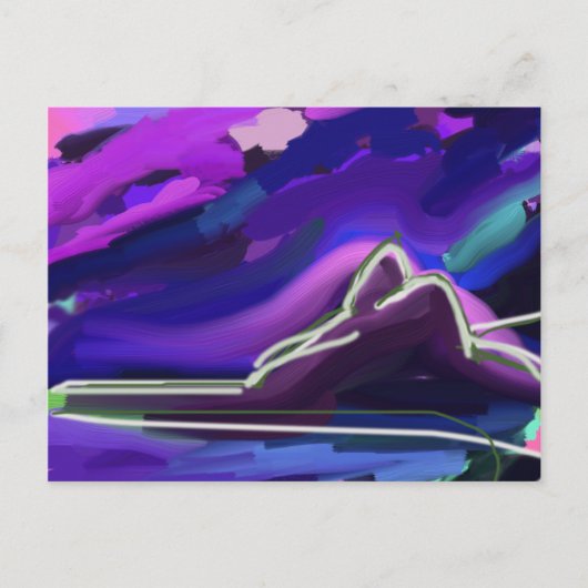 イパネマリオデジャネイロ絵画パープル ポストカード (正面)