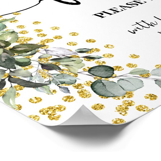 イビイ結婚ズパーティーブライダルシャワーユーカリ金ゴールド ポスター (角)