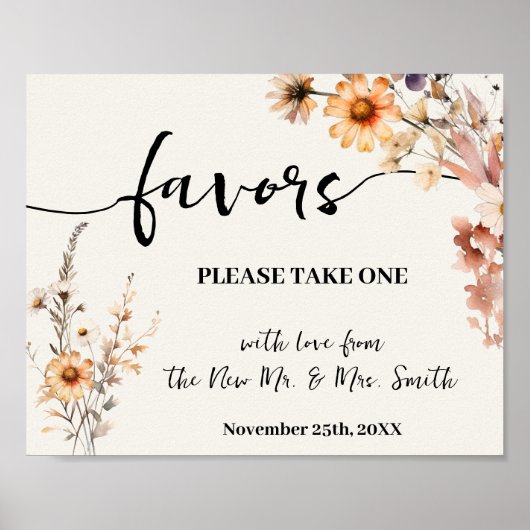 イビイ結婚ズパーティーブライダルシャワー秋ワイルドフラワー ポスター (正面)